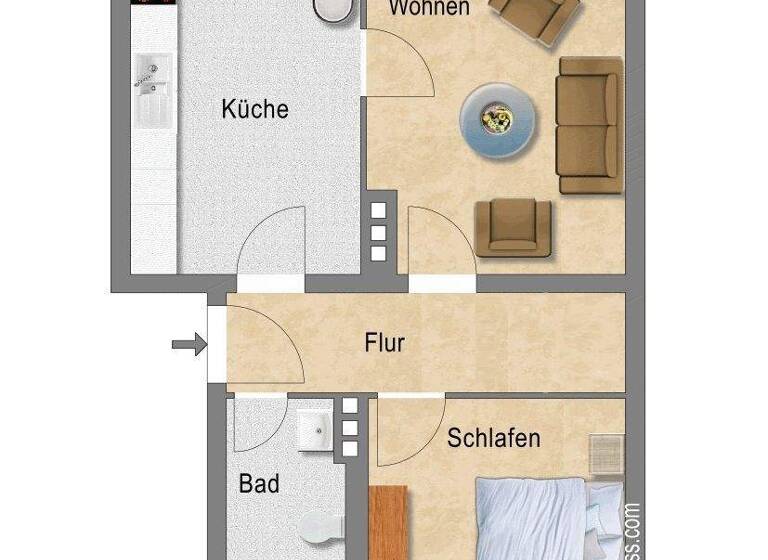 Wohnung zur Miete 606 € 2 Zimmer 51 m² 1. Geschoss Porse-Privatweg 2 Buckau Magdeburg 39104
