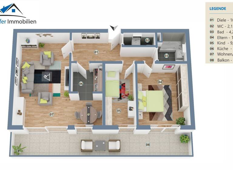 Wohnung zur Miete 1.400 € 3 Zimmer 87,8 m²<br/>Wohnfläche 5.<br/>Geschoss ab sofort<br/>Verfügbarkeit Freising Freising 85354