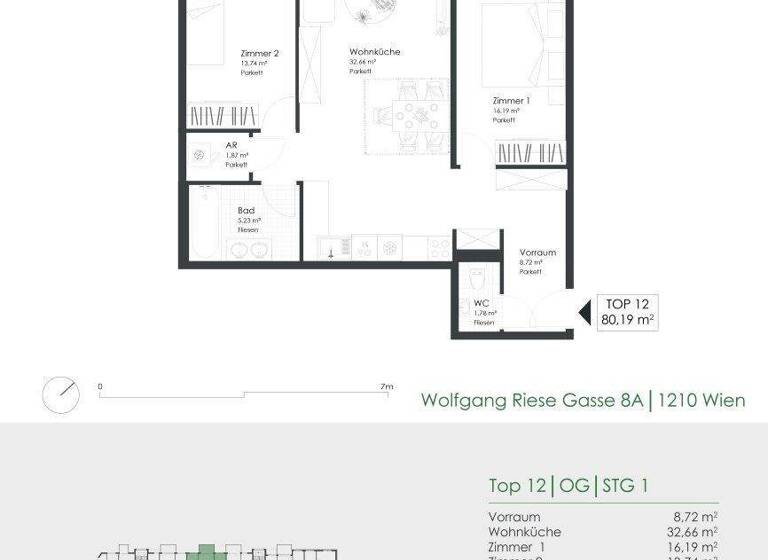 Wohnung zum Kauf - Erstbezug provisionsfrei 426.500 € 3 Zimmer 80,2 m² 1. Geschoss Wolfgang-Riese-Gasse 8A Wien 1210