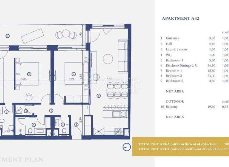 Wohnung zum Kauf 1.008.000 € 3 Zimmer 113 m² 3. Geschoss Savudrija, Umag Savudrija, Zambratija, Crveni Vrh