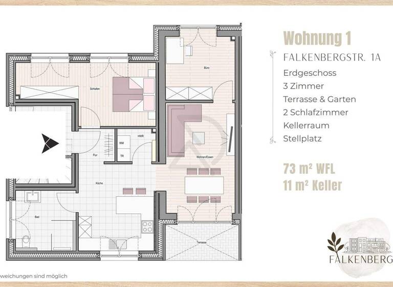 Wohnung zum Kauf provisionsfrei 343.617 € 3 Zimmer 73,1 m² EG Lohne Lohne (Oldenburg) 49393