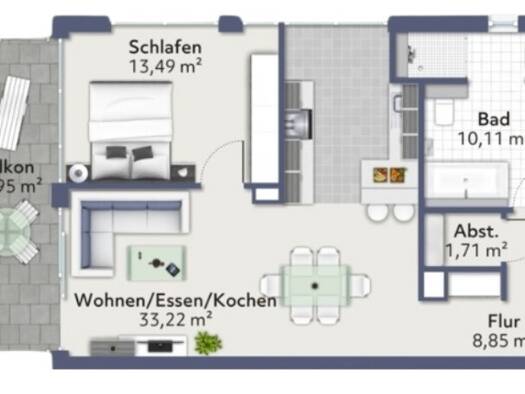 Wohnung zum Kauf - Neubau provisionsfrei 399.900 € 2 Zimmer 76,8 m² 1. Geschoss Am Simontalgraben 23 Langenau 89129