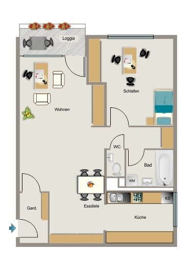 Wohnung zur Miete 460 € 2,5 Zimmer 63 m²<br/>Wohnfläche 3.<br/>Geschoss Wehofen Duisburg 47169