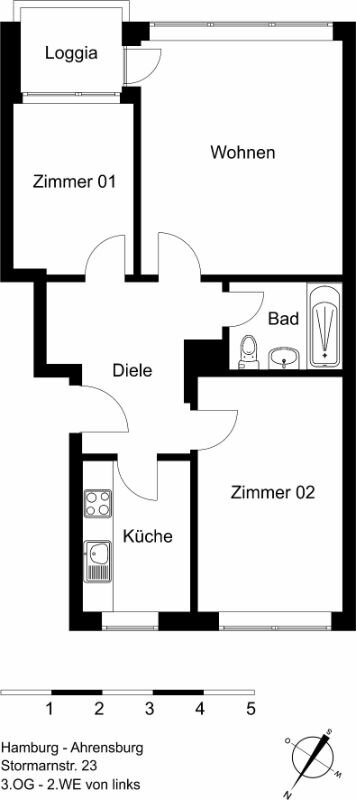 Wohnung zur Miete 730 € 3 Zimmer 60,5 m²<br/>Wohnfläche 3.<br/>Geschoss 16.12.2024<br/>Verfügbarkeit Stormarnstr. 23 Am Schloß Ahrensburg 22926