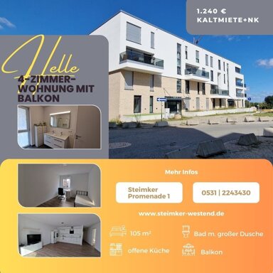 Wohnung zur Miete 1.240 € 4 Zimmer 105 m² Steimker Promenade 1 Reislingen Wolfsburg 38446