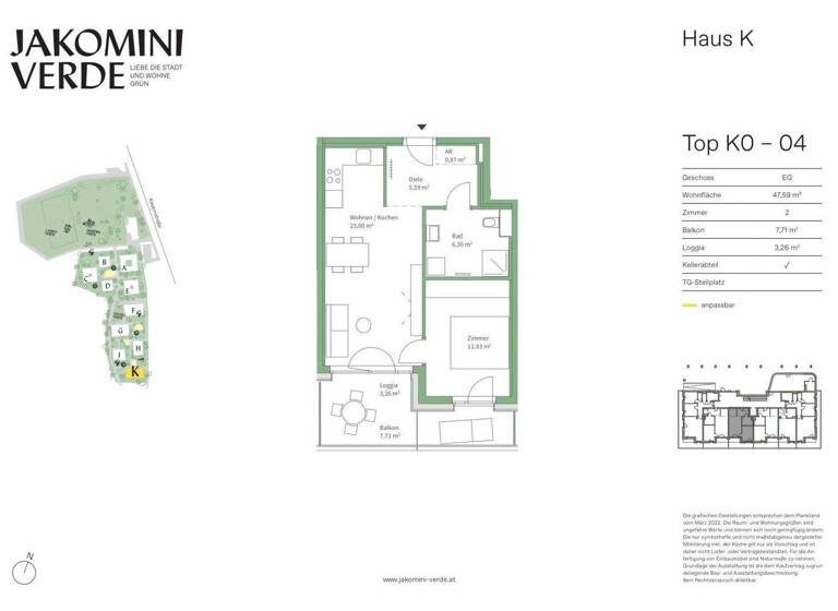 Wohnung zum Kauf - Erstbezug 239.000 € 2 Zimmer 47,6 m² EG Kasernstraße Jakomini Graz 8010