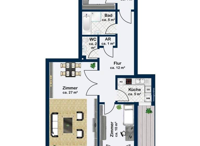 Terrassenwohnung zum Kauf 340.000 € 2,5 Zimmer 83 m² Poppenbüttel Hamburg 22395