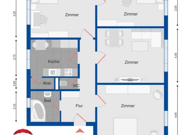 Wohnung zum Kauf 199.000 € 4 Zimmer 109 m² 2. Geschoss Wiener Neustadt 2700