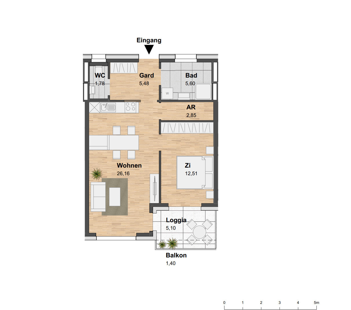 Wohnung zur Miete 617 € 2 Zimmer 59,5 m²<br/>Wohnfläche 5.<br/>Geschoss Eggenberg Graz 8020