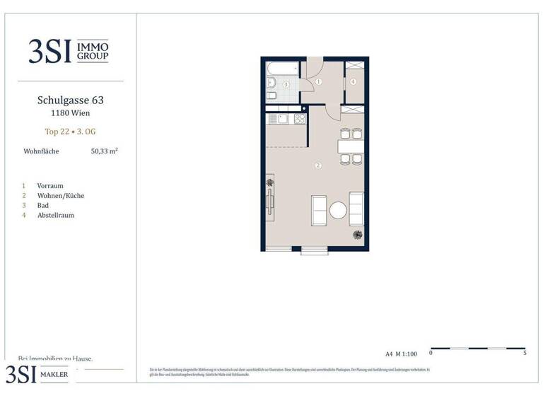 Studio zum Kauf 217.400 € 1 Zimmer 50,3 m² 3. Geschoss Schulgasse 63 Wien 1180