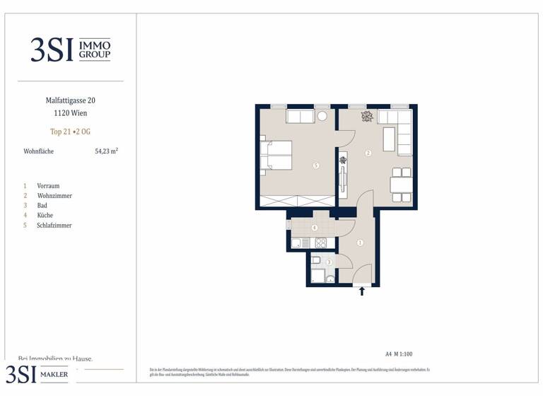 Wohnung zum Kauf 239.000 € 2 Zimmer 54,2 m² 2. Geschoss Malfattigasse 20 Wien 1120