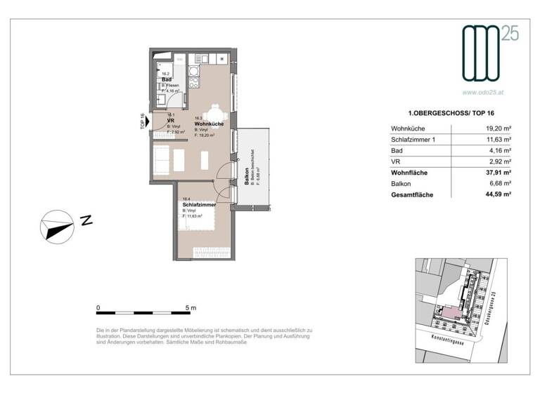 Wohnung zur Miete - Erstbezug 784 € 2 Zimmer 37,9 m² frei ab 01.07.2026 Wien 1160