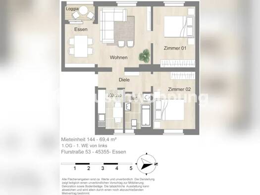 Wohnung zur Miete Tauschwohnung 600 € 3 Zimmer 69 m² Bochold Stadtbezirk IV 45355