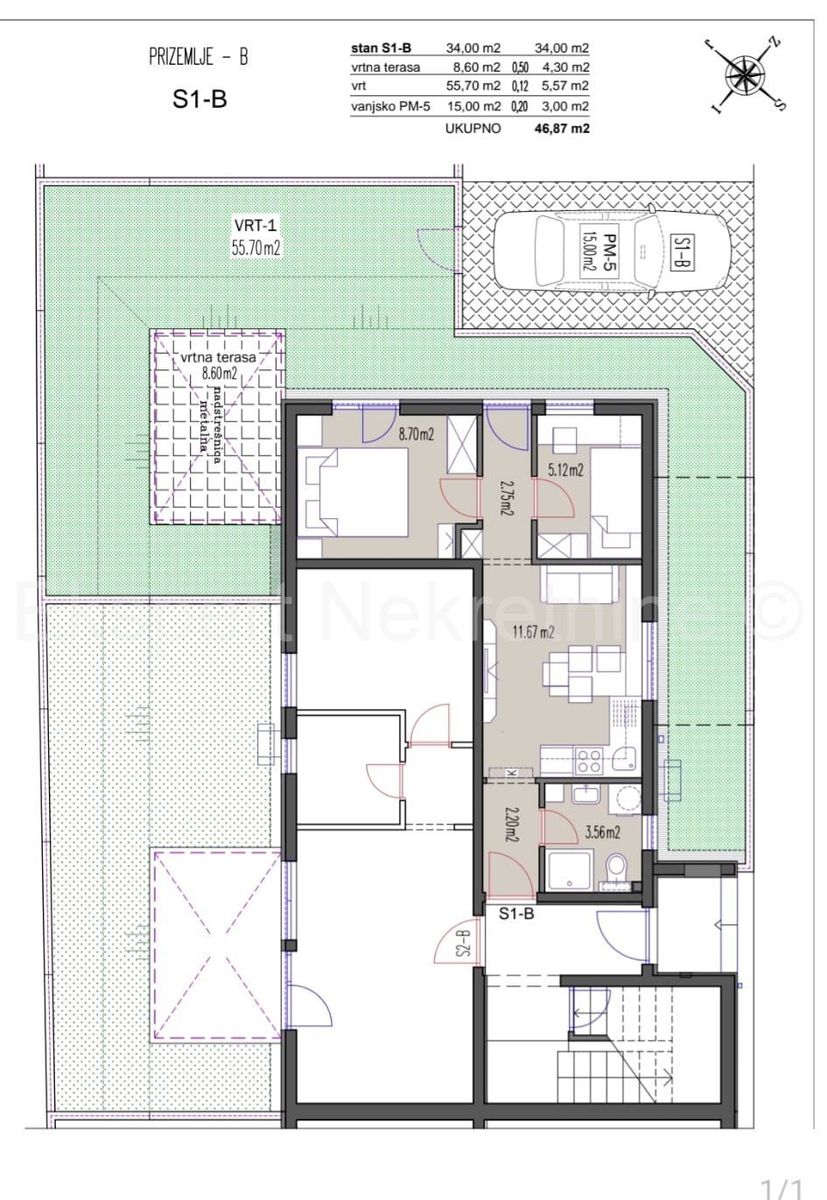 Wohnung zum Kauf 162.873 € 2 Zimmer 47 m²<br/>Wohnfläche Podstrana center