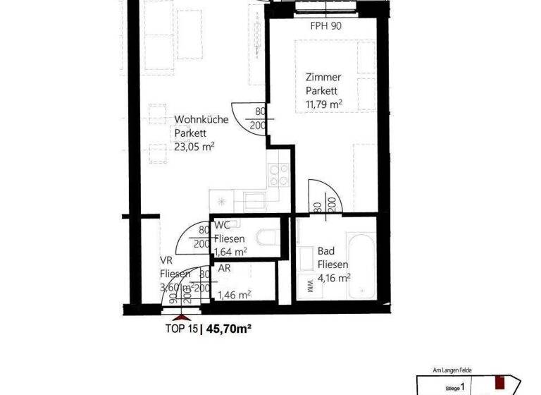 Wohnung zur Miete 641 € 2 Zimmer 45,7 m² 1. Geschoss frei ab 01.06.2026 Am langen Felde 52 Wien 1220