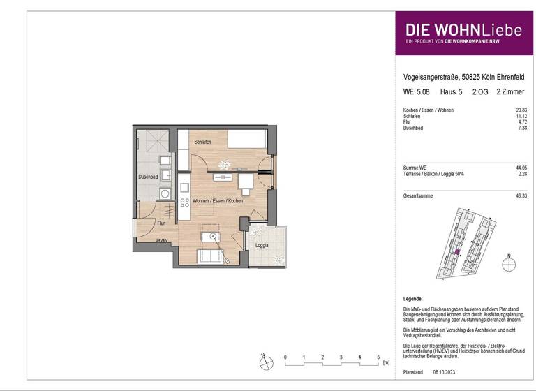 Wohnung zum Kauf - Erstbezug provisionsfrei 366.900 € 2 Zimmer 46,3 m² 2. Geschoss Vogelsanger Straße 271 Ehrenfeld Köln 50825