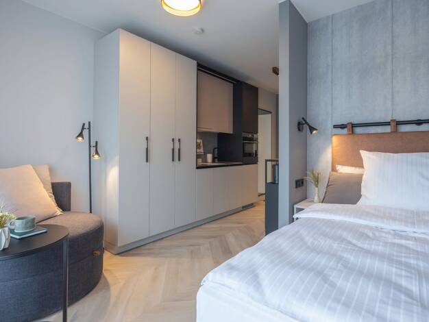 Studio zur Miete 1.195 € 1 Zimmer 33,9 m² EG frei ab sofort Mindener Straße 102-110 Oberbilk Düsseldorf 40227