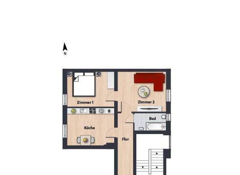 Wohnung zur Miete 484 € 2 Zimmer 58 m² 2. Geschoss frei ab sofort Ganghoferstr. 1 Innenstadt Wolfsburg 38440