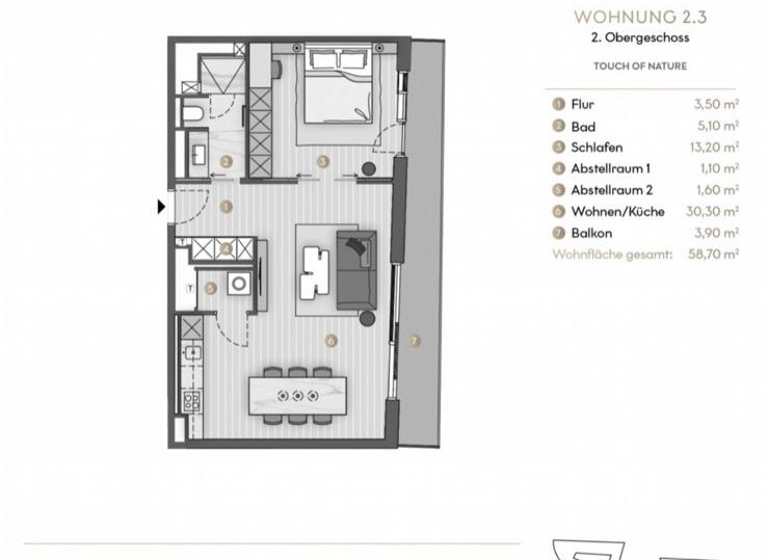 Wohnung zum Kauf 699.000 € 2 Zimmer 59 m² 2. Geschoss Am Strandkai 4 HafenCity Hamburg 20457