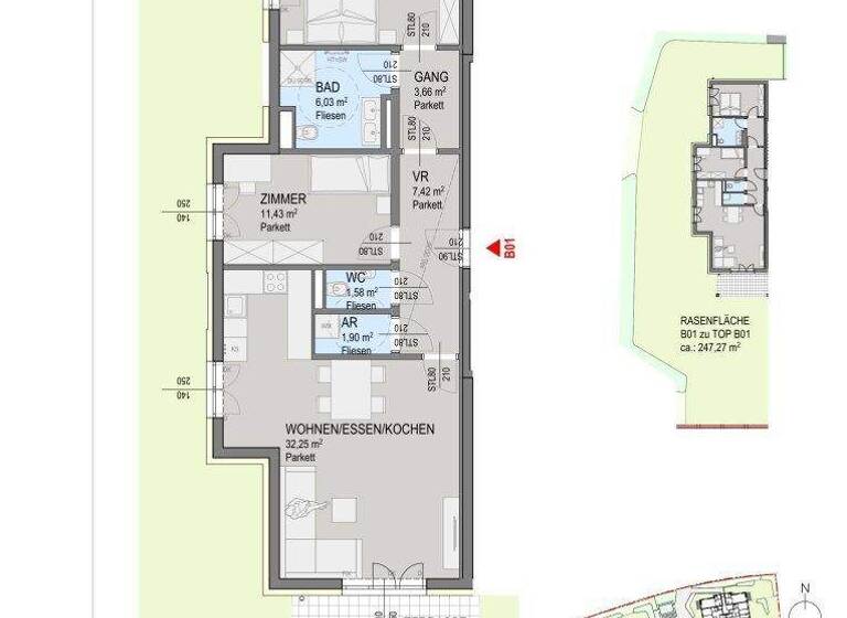 Wohnung zum Kauf provisionsfrei 596.600 € 3 Zimmer 76,8 m² EG Helenenstraße Baden 2500