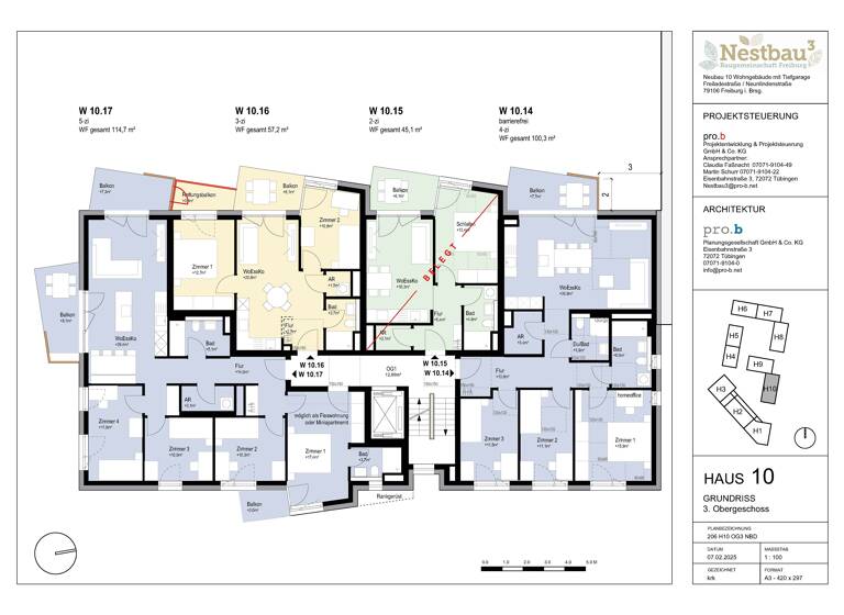 Wohnung zum Kauf provisionsfrei 379.000 € 2 Zimmer 57,2 m²<br/>Wohnfläche 3.<br/>Geschoss ab sofort<br/>Verfügbarkeit Freiladestraße 14 Brühl Freiburg im Breisgau 79106