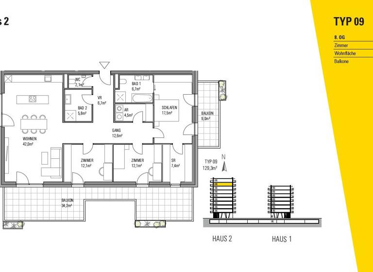 Wohnung zum Kauf - Erstbezug 899.000 € 5 Zimmer 129,3 m² 8. Geschoss Rosentaler Straße 6 Villacher Vorstadt Klagenfurt am Wörthersee 9020