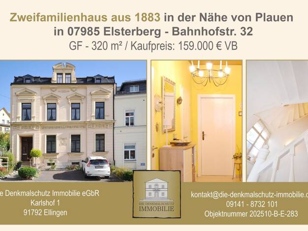 Mehrfamilienhaus zum Kauf 180.000 € 9 Zimmer 273 m² 320 m² Grundstück Bahnhofstraße 32 Elsterberg Elsterberg 07985