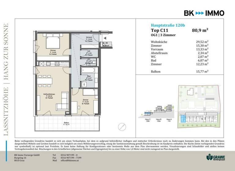 Wohnung zum Kauf - Erstbezug 422.000 € 3 Zimmer 80,9 m² 1. Geschoss Hauptstraße Laßnitzhöhe 8301