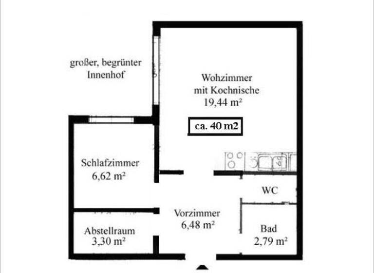 Studio zur Miete 751 € 2 Zimmer 40 m² 1. Geschoss Wien 1060