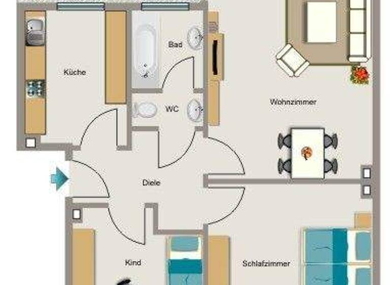 Wohnung zur Miete 495 € 3,5 Zimmer 57,8 m² 1. Geschoss frei ab 01.05.2026 Schubertstraße 2 Neukirchen Neukirchen-Vluyn 47506