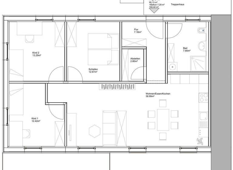 Wohnung zur Miete - Erstbezug 1.310 € 4 Zimmer 102,4 m² 1. Geschoss Vilsbiburg 84137