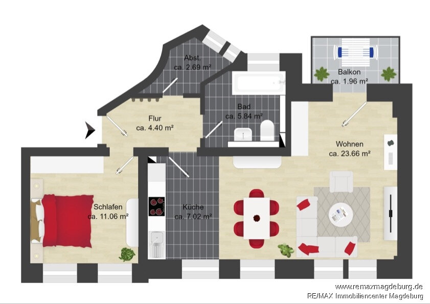 Wohnung zum Kauf 137.700 € 2 Zimmer 56,8 m²<br/>Wohnfläche 1.<br/>Geschoss Trachau-Süd (Alttrachau) Dresden 01139