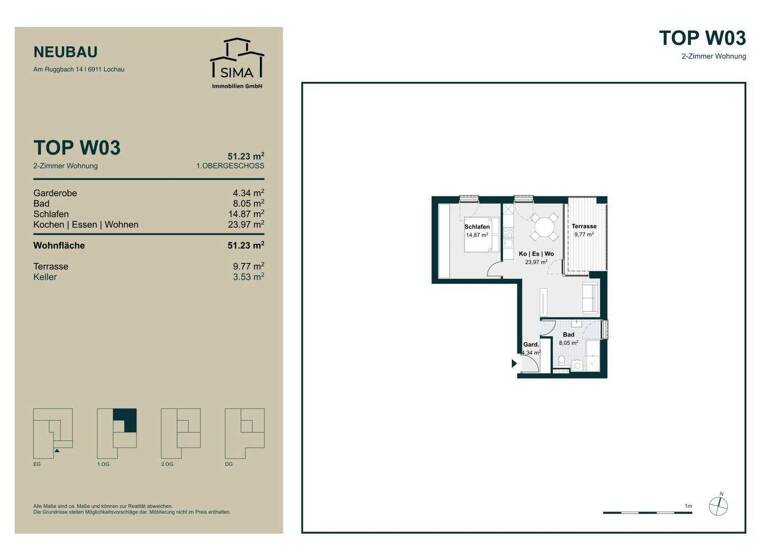 Wohnung zum Kauf - Erstbezug 382.650 € 2 Zimmer 51,2 m² 1. Geschoss Am Ruggbach Lochau 6911