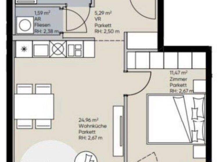 Wohnung zur Miete - Erstbezug 1.399 € 2 Zimmer 49,3 m² Wien 1220