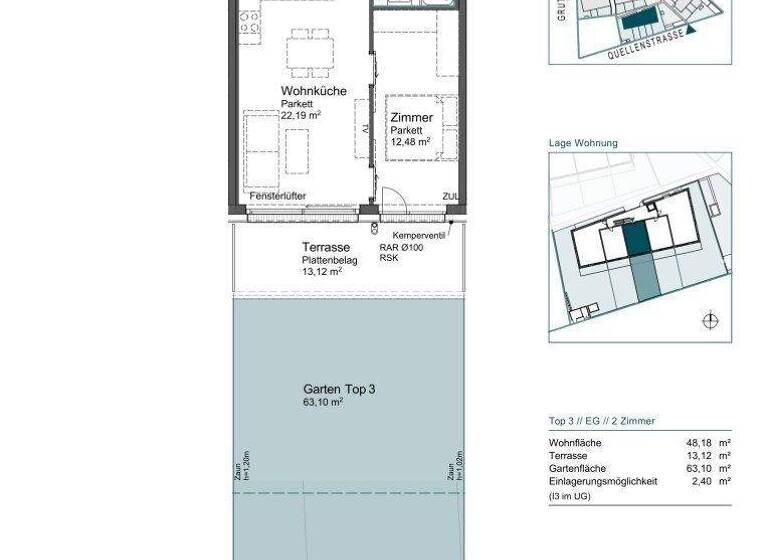 Wohnung zum Kauf - Erstbezug provisionsfrei 329.000 € 2 Zimmer 48,2 m² EG Quellenstraße 2 Mödling 2340