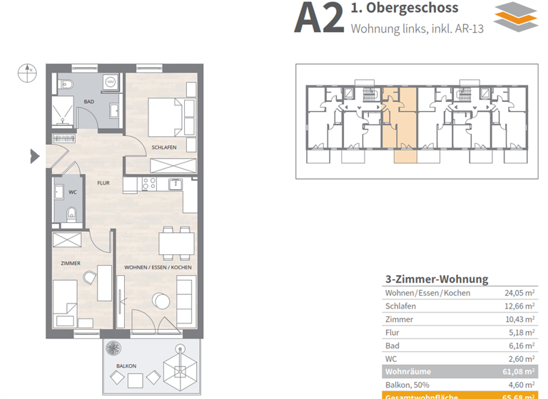 Wohnung zum Kauf - Erstbezug provisionsfrei 404.800 € 3 Zimmer 65,7 m² 1. Geschoss frei ab sofort Finkenstraße Altdorf , Kr Böblingen 71155