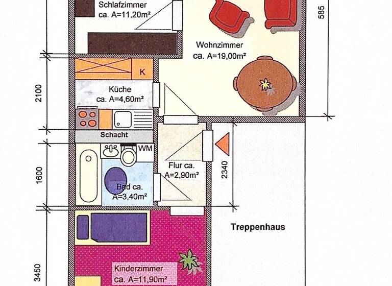 Wohnung zum Kauf 41.979 € 3 Zimmer 55 m² 2. Geschoss Heinrich-Mauersberger-Ring 17d Limbach-Oberfrohna 09212