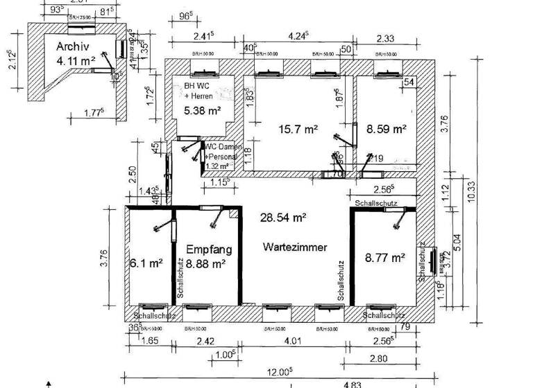 Praxis zur Miete 550 € 6 Zimmer 80 m² Bürofläche Schillerstraße 17 Freiberg 09599