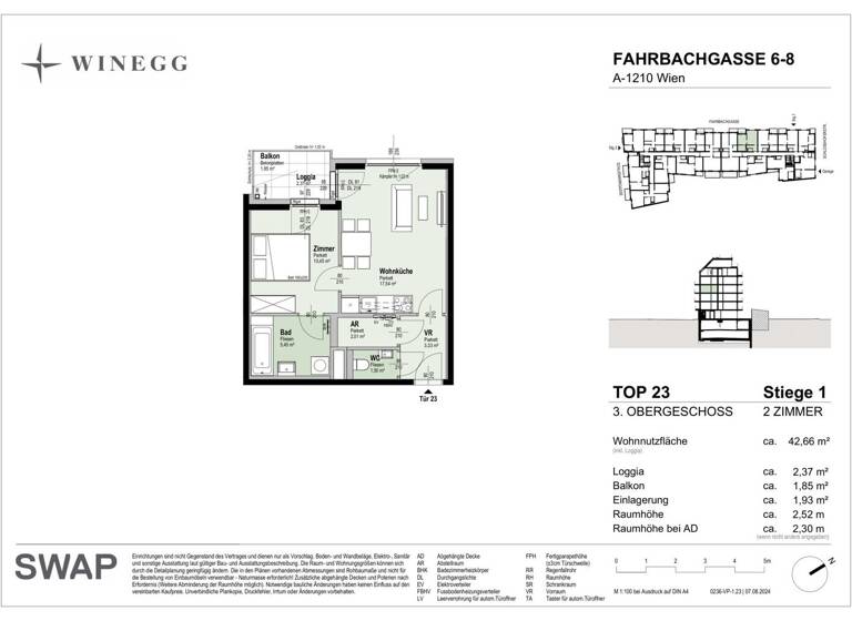 Wohnung zum Kauf - Erstbezug 273.400 € 2 Zimmer 42,6 m² 3. Geschoss Fahrbachgasse 6-8 Wien 1210