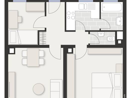 Wohnung zur Miete 478 € 2,5 Zimmer 52,9 m² 2. Geschoss frei ab 01.10.2026 Wilhelmstraße 40 Güglingen Güglingen 74363