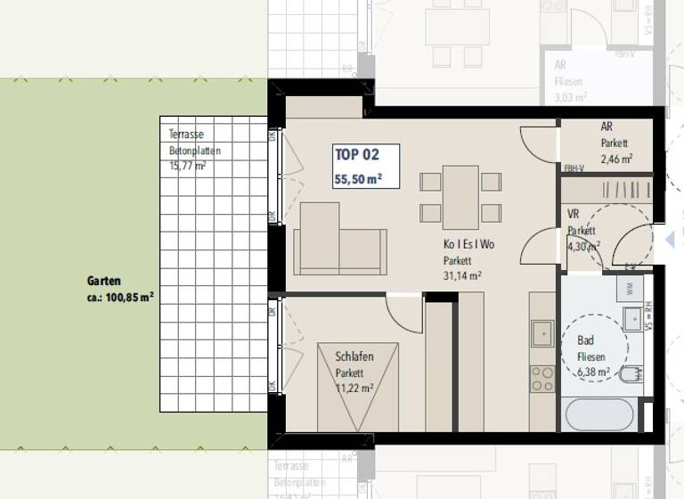 Wohnung zum Kauf provisionsfrei 375.000 € 2 Zimmer 55,5 m² EG Henndorf am Wallersee 5302