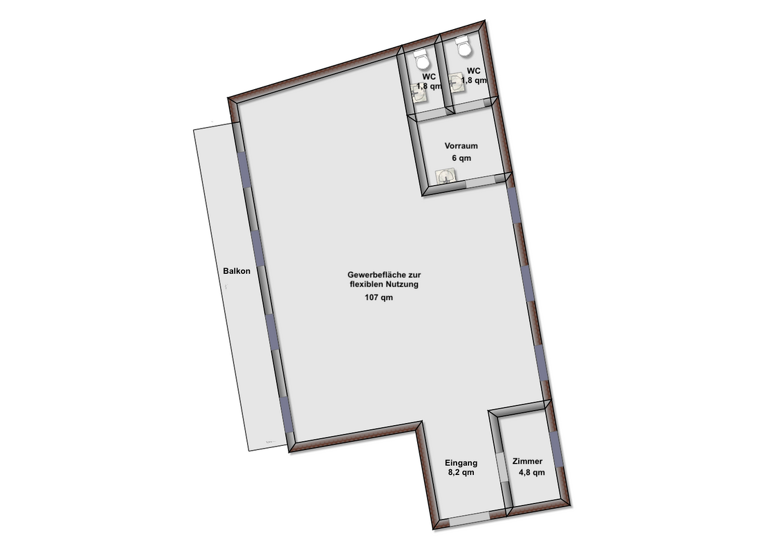 Bürofläche zur Miete 1.825 € 1 Zimmer 130 m² Bürofläche Haidenhof-Nord Passau 94032