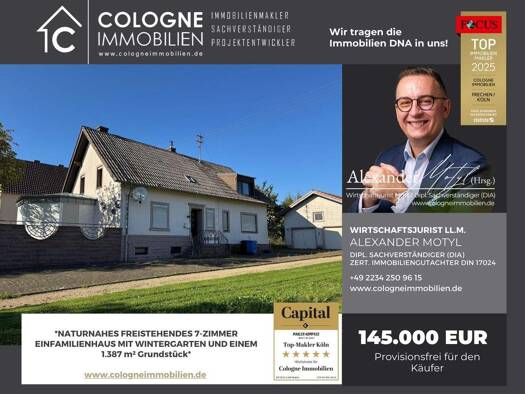 Einfamilienhaus zum Kauf provisionsfrei 145.000 € 7 Zimmer 165 m² 1.387 m² Grundstück Koosbüsch Wißmannsdorf 54636