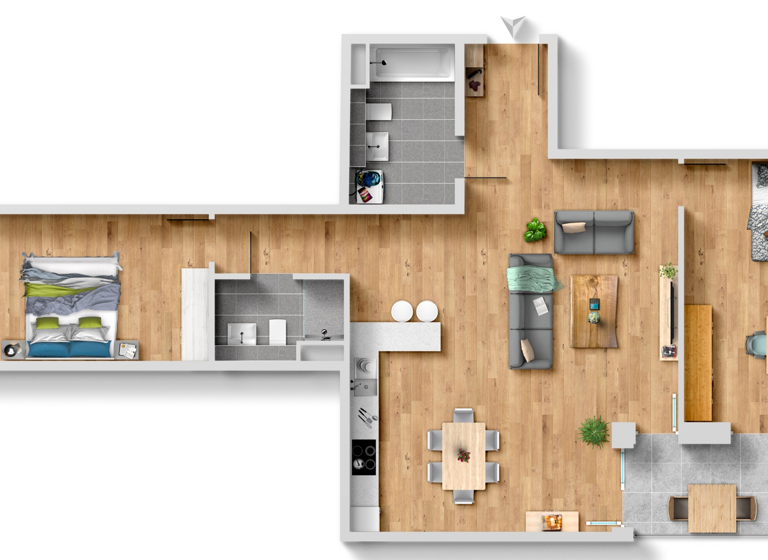 Wohnung zur Miete 1.150 € 3 Zimmer 96,7 m² 3. Geschoss frei ab sofort Bamberg 96052