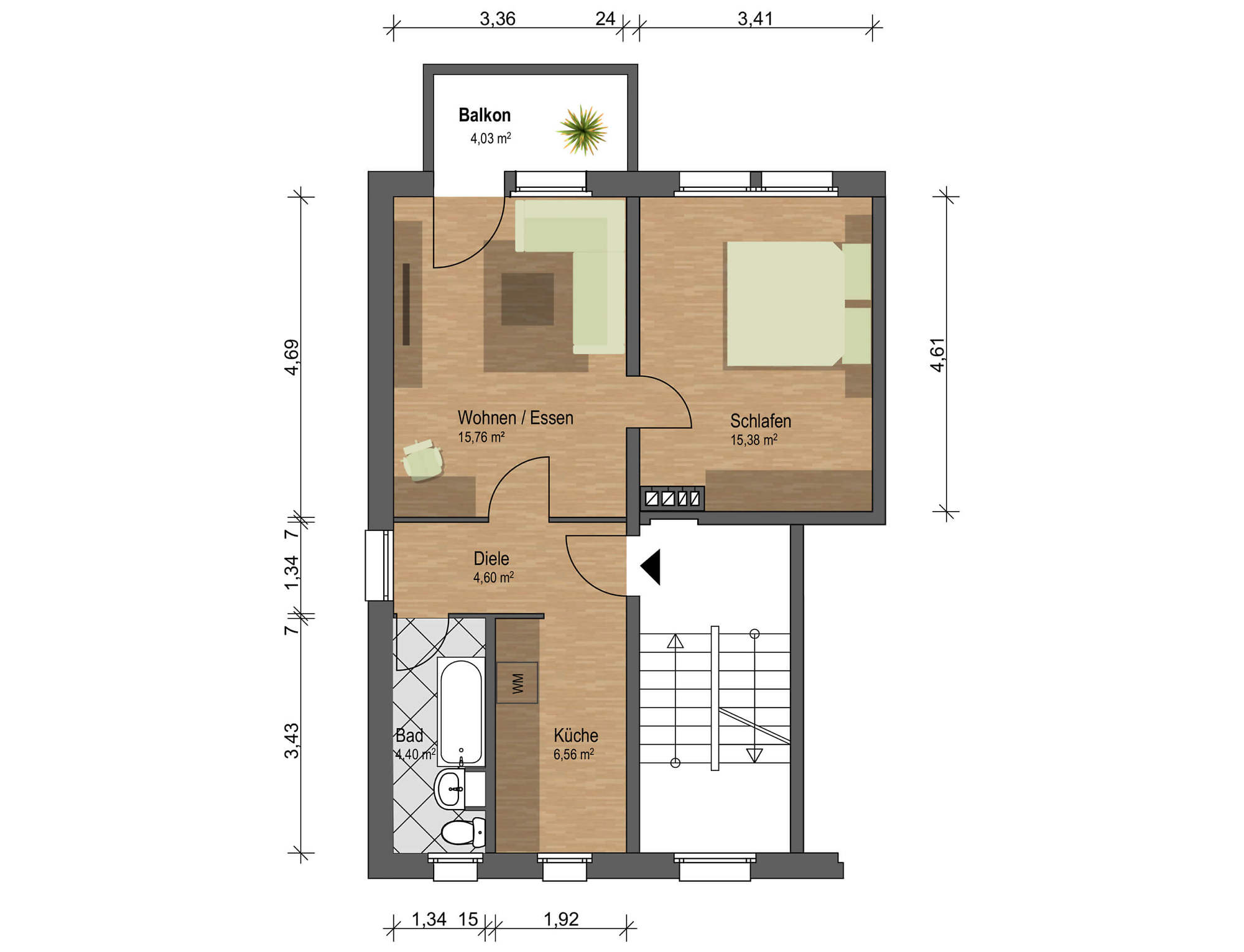 Wohnung zur Miete 360 € 2 Zimmer 48 m²<br/>Wohnfläche 2.<br/>Geschoss Eckersbacher Höhe 1 Eckersbach 271 Zwickau 08066