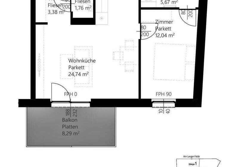 Wohnung zur Miete 729 € 2 Zimmer 47,6 m² 1. Geschoss frei ab 01.06.2026 Am langen Felde 52 Wien 1220