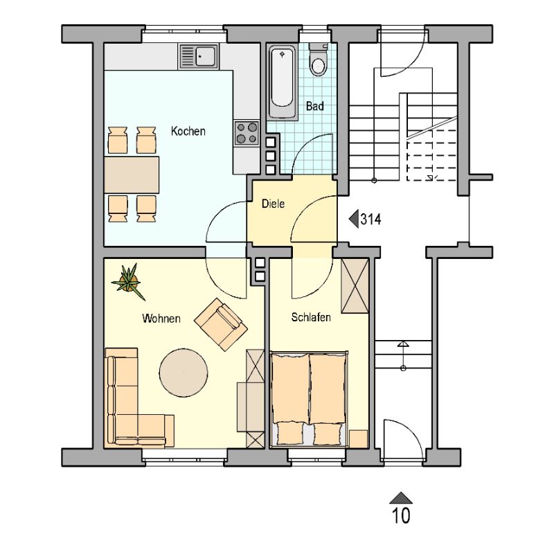 Wohnung zur Miete 310 € 2 Zimmer 43 m²<br/>Wohnfläche EG<br/>Geschoss 01.12.2024<br/>Verfügbarkeit Jahnstraße 10 Herne-Süd Herne 44625