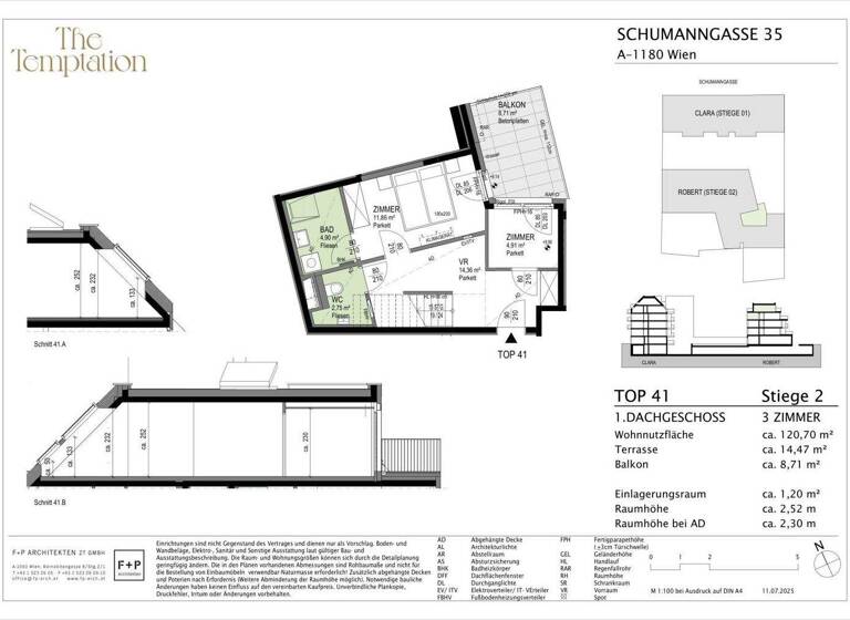 Wohnung zum Kauf - Erstbezug 1.296.300 € 3 Zimmer 120,3 m² Schumanngasse 35 Wien 1180