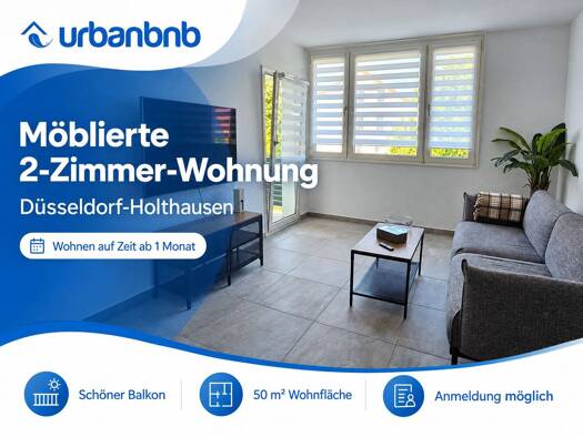 Wohnung zur Miete auf Zeit 1.650 € 2 Zimmer 50 m² frei ab sofort Bonner Straße Holthausen Düsseldorf 40589
