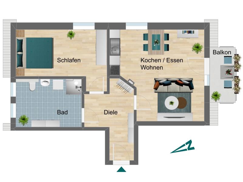 Wohnung zur Miete 422 € 2 Zimmer 57,5 m²<br/>Wohnfläche 4.<br/>Geschoss Sportallee 1 Triptis Triptis 07819